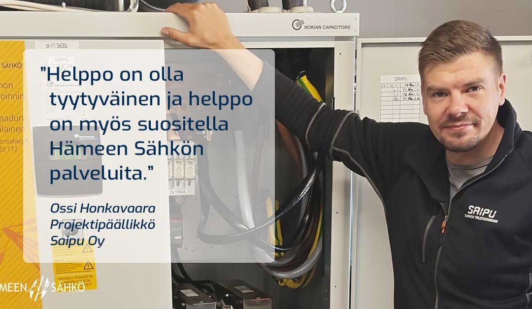 “Helppo on suositella, kun homma toimii.” – Saipu Oy luottaa Hämeen Sähkön osaamiseen kompensoinnissa