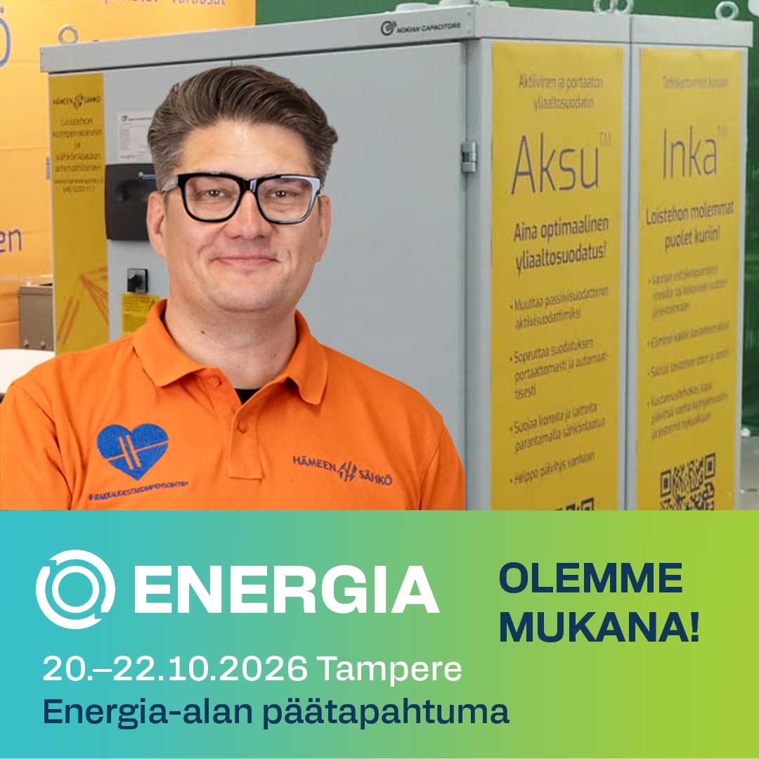 Loistehon kompensointi moderneille ja modernisoiville yrityksille esittäytyy Energiamessuilla Tampereella